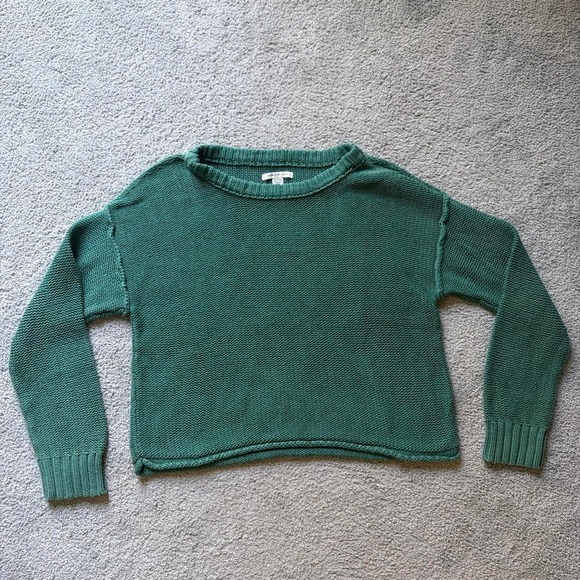 American Eagle Outfitters Sweaters - American Eagle Green Comfy Cropped Cotton Sweater, Size XS